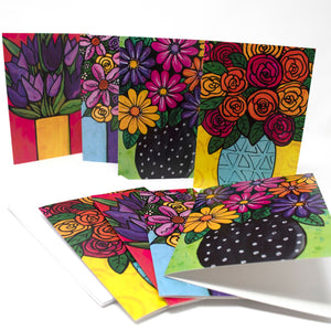 Set of Blank Flower Cards with Envelopes for Thank You, Birthday, Wedding, Any Occasion - Set of 8 Floral Notecards