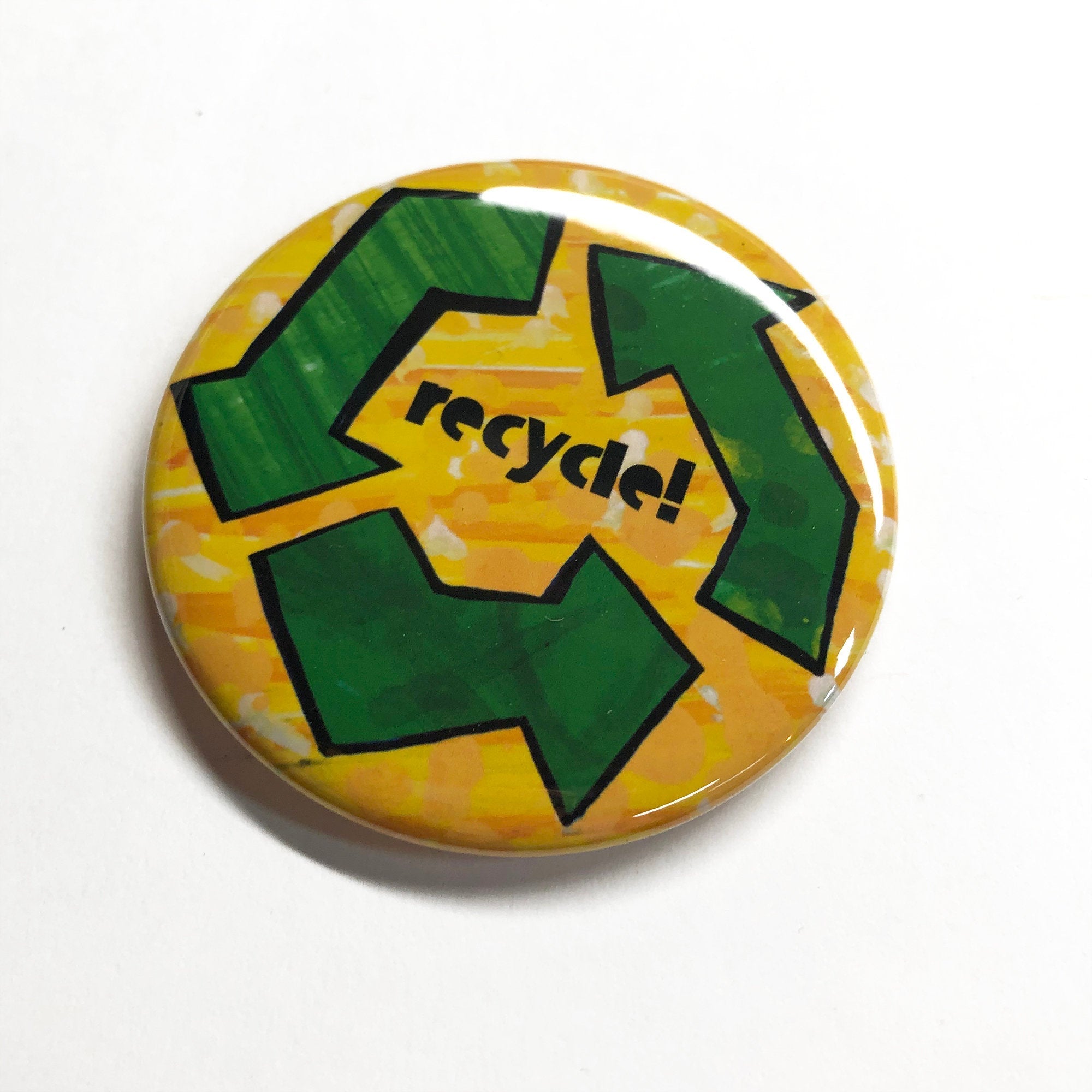 Recycling Pin Back Button or Fridge Magnet