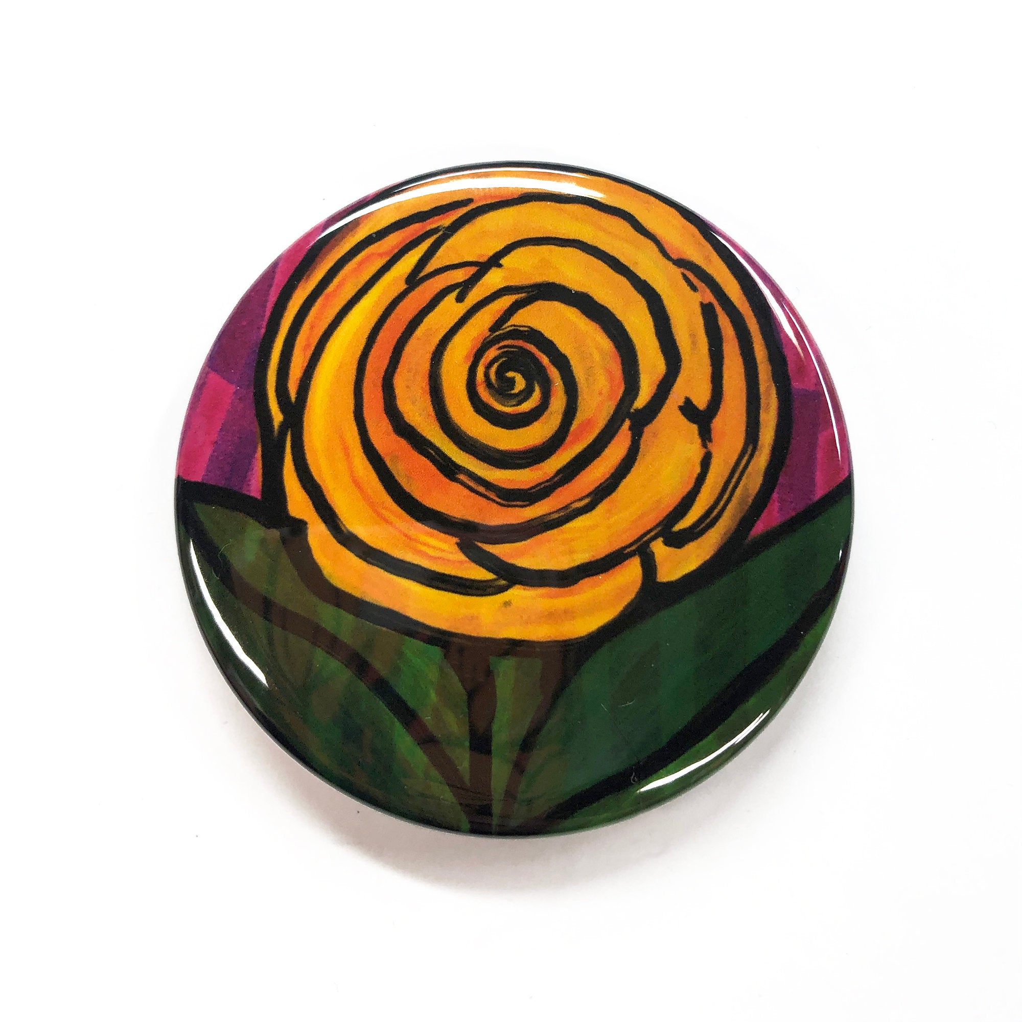 Yellow Ranunculus Mirror, Pin, or Magnet