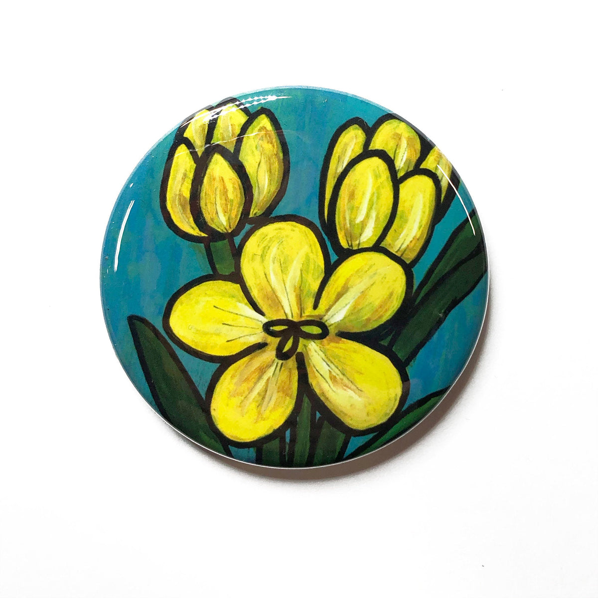 Yellow Crocus Magnet, Pocket Mirror, or Pin Back Button - Flower Lover, Gardener Gift, or Spring Party Favor