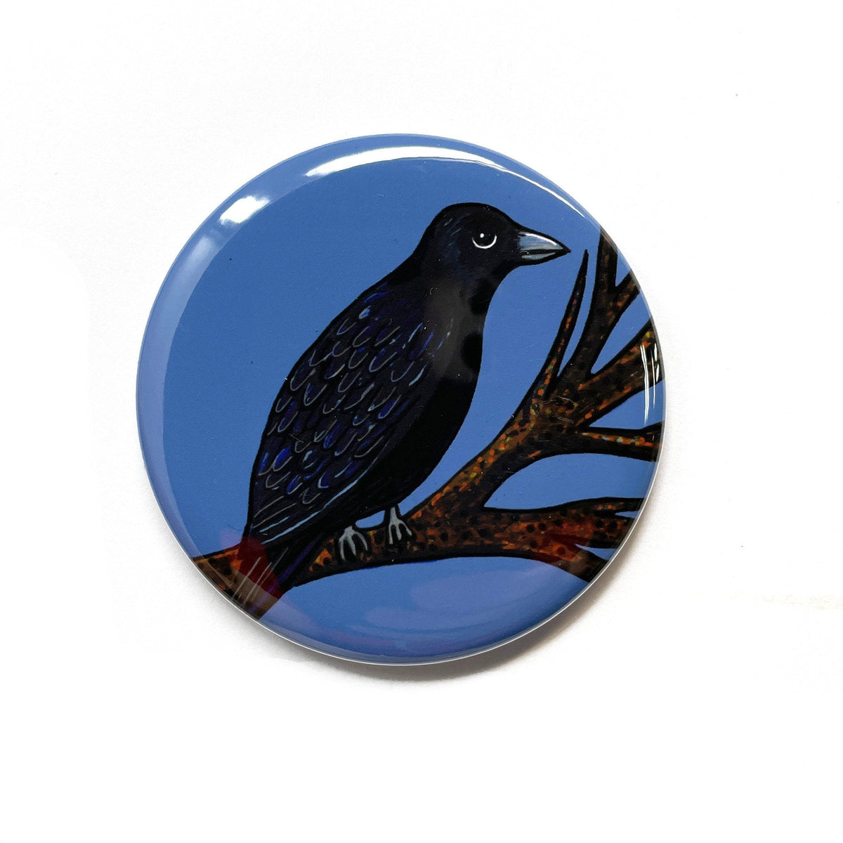 Raven Magnet, Pin, or Pocket Mirror - Black Bird Fridge Magnet or Pinback Button or Purse Mirror - Bird Lover Gift