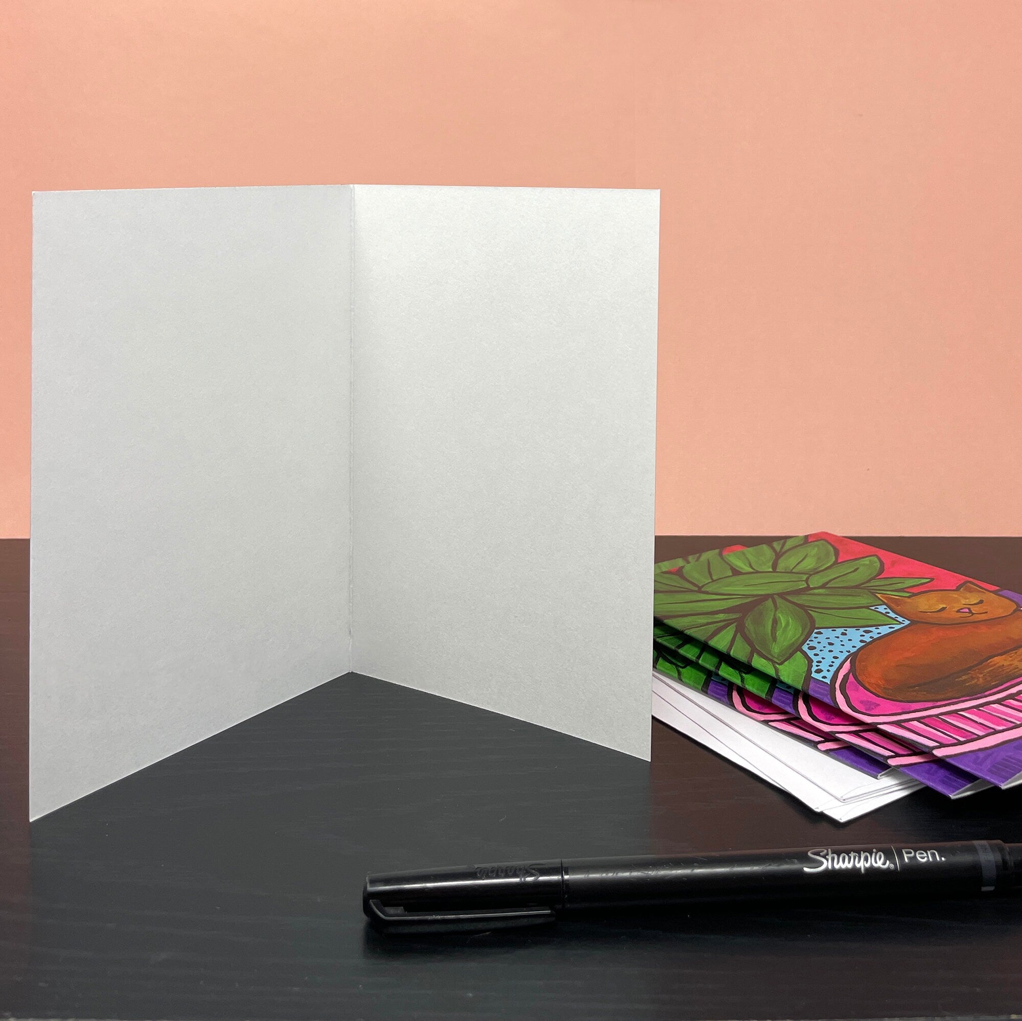 Blank Cat Card - Cute Sleeping Cat Notecard for Thank You, Birthday, Wedding, Any Occasion