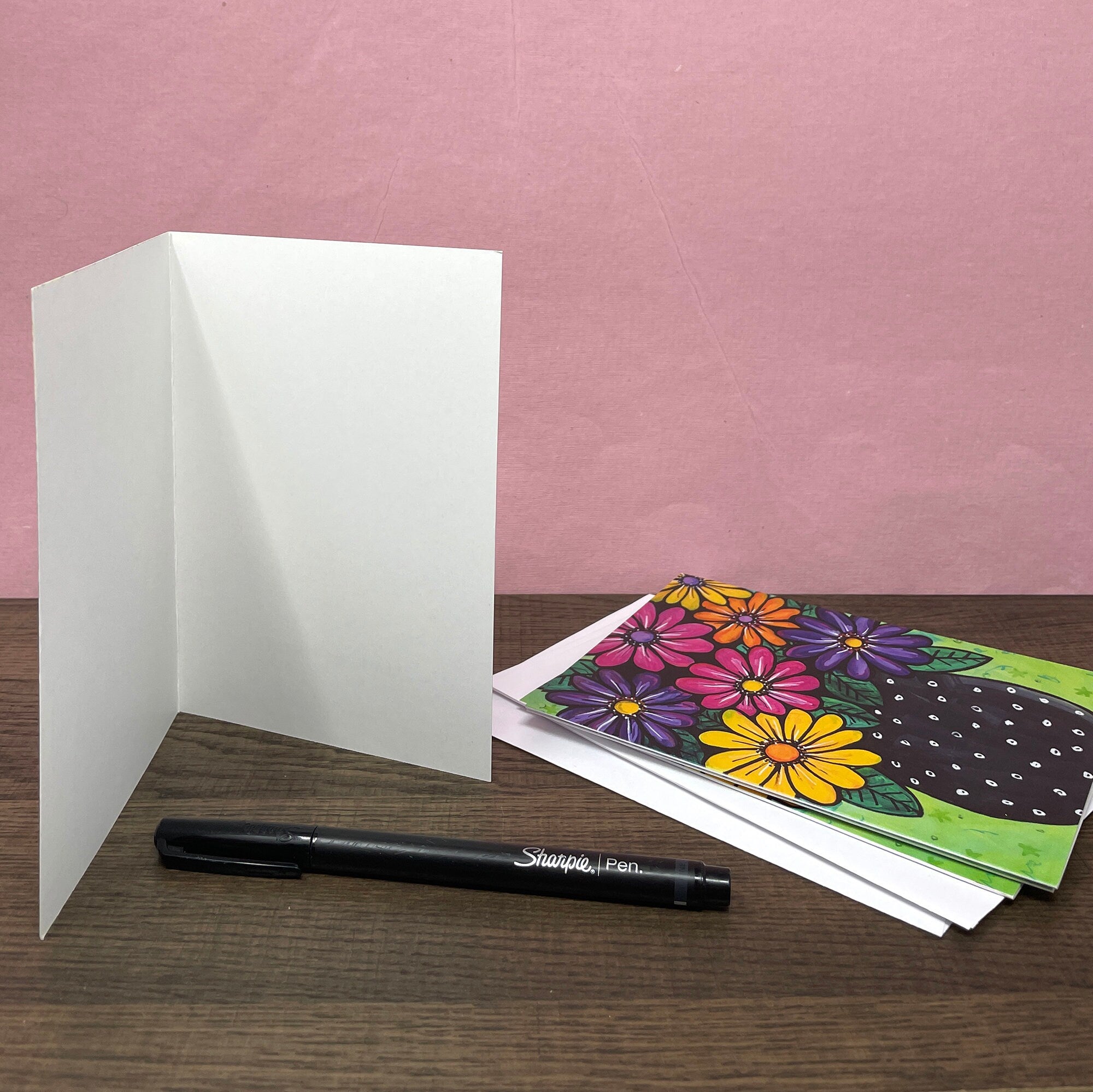 Gerbera Daisy Card - Set of Blank Flower Notecards for Any Occasion, Thank You, Thinking of You, Teacher Gift