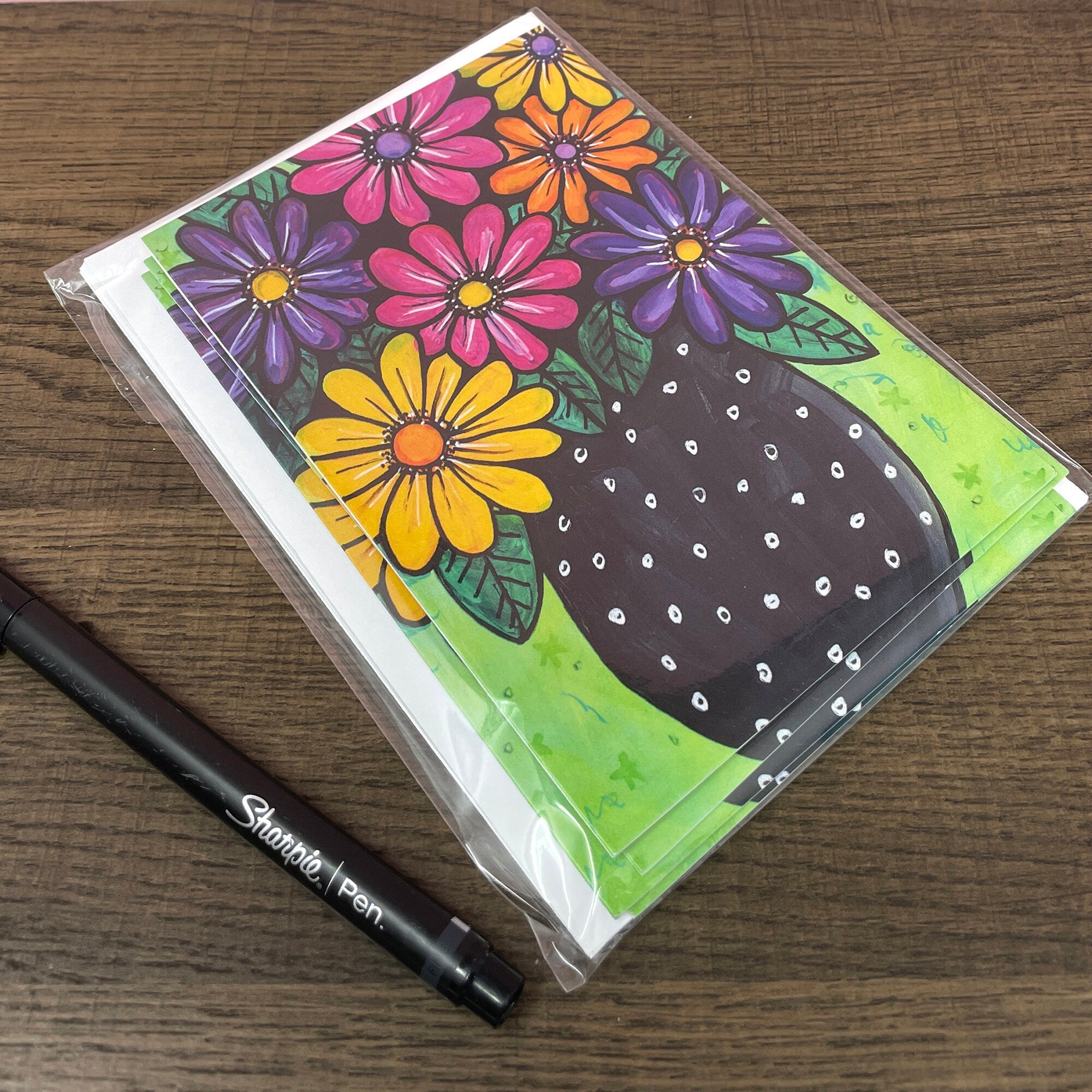 Gerbera Daisy Card - Set of Blank Flower Notecards for Any Occasion, Thank You, Thinking of You, Teacher Gift