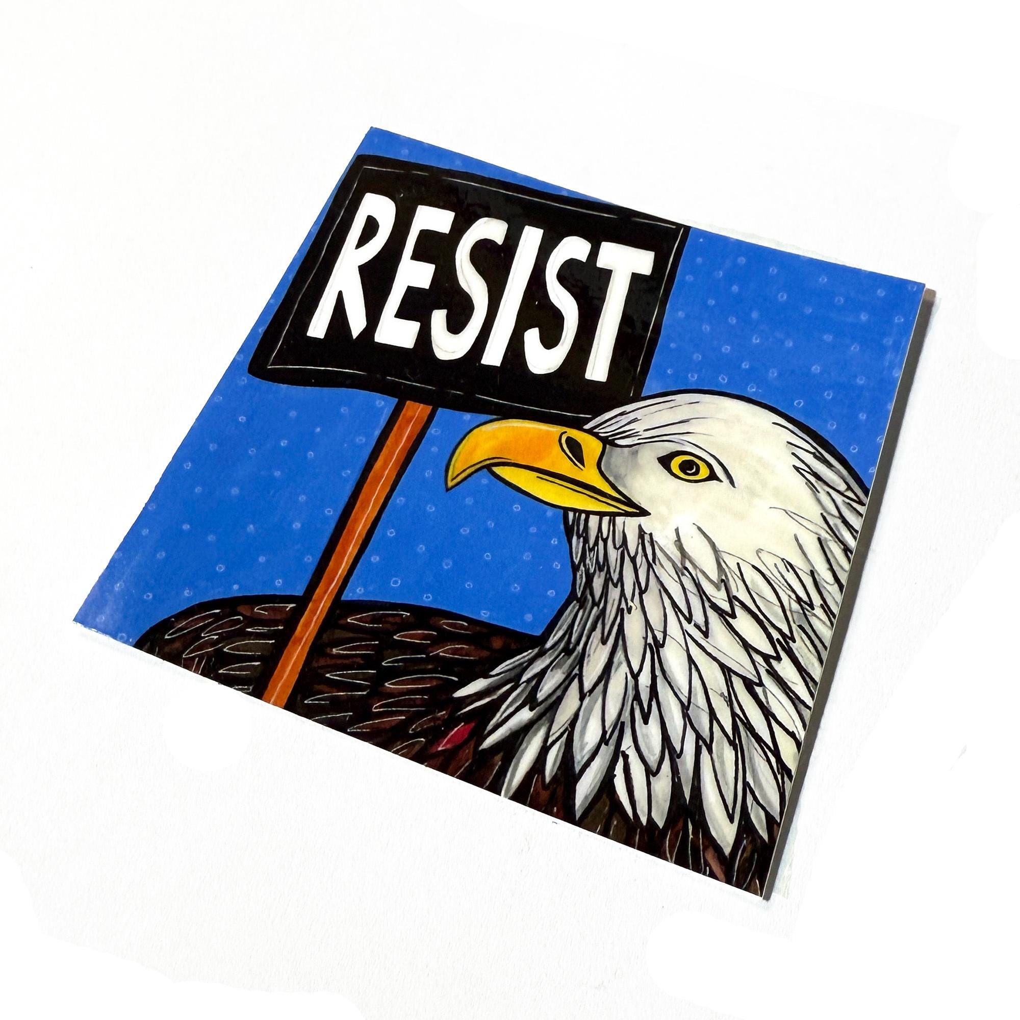 Bald Eagle Resist sticker on a white background
