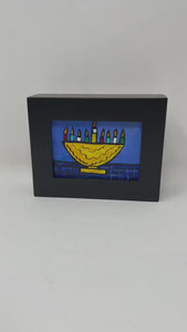 Framed Mini Menorah Painting for Hanukkah - Holiday Decor, Chanukah Gift, Jewish Decor, Judaica