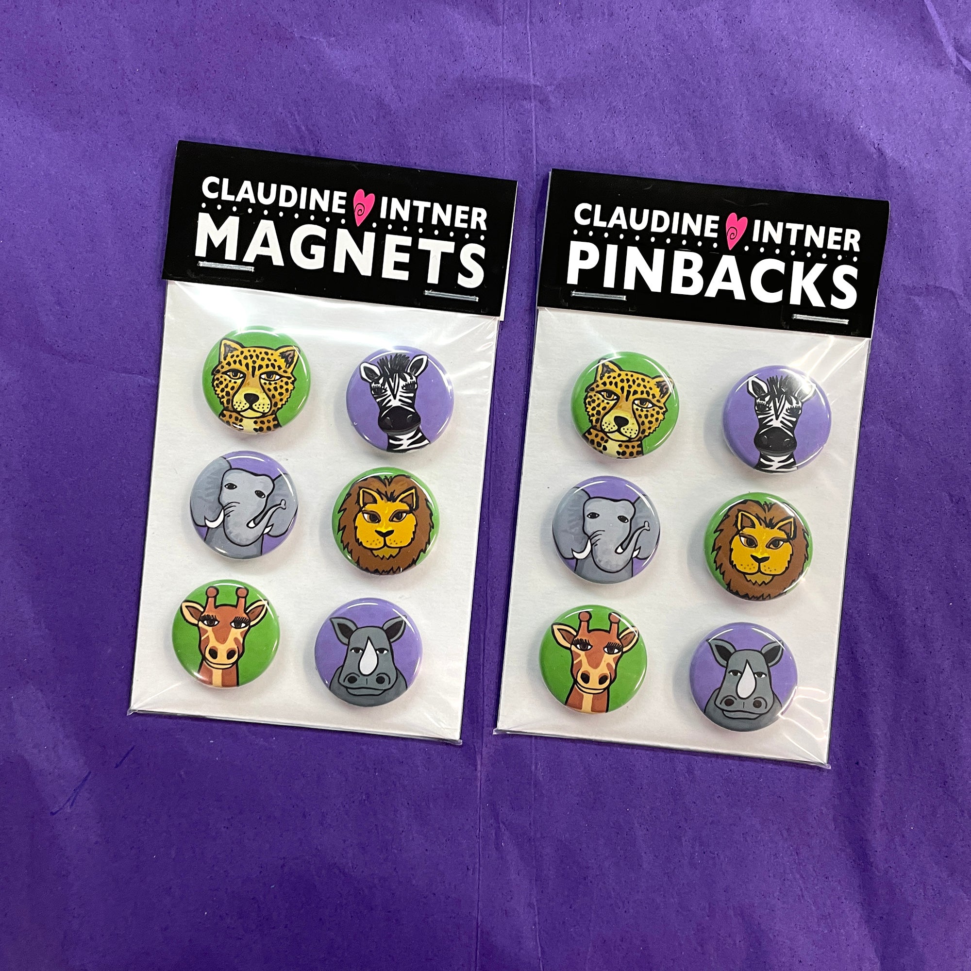 African Animal Magnet or Pin Set