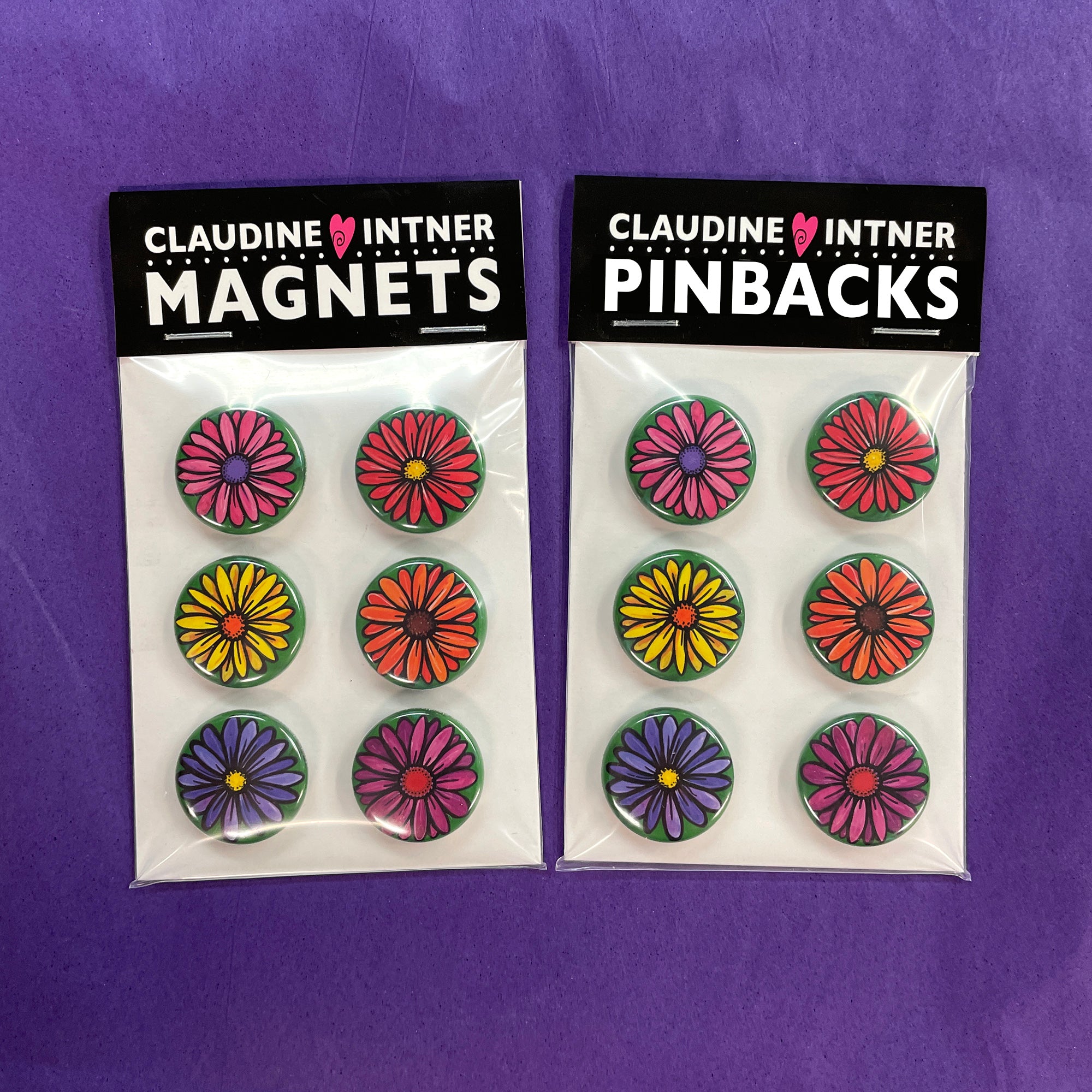 Gerbera Daisy Magnet or Pin Back Button Set