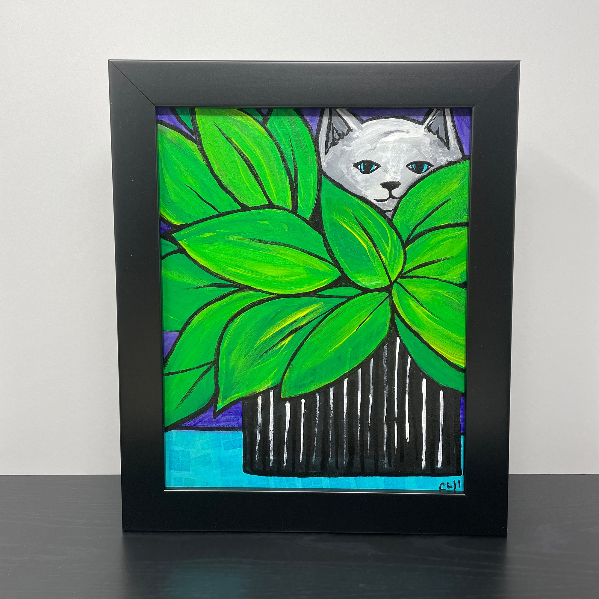 Cat Playing Hide and Seek Painting