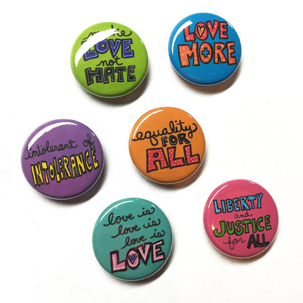 Equality Pin Back Buttons or Magnets