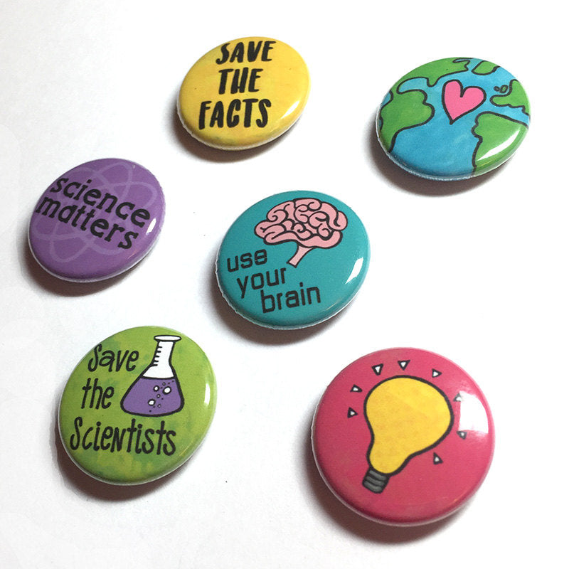 Science Pin Back Buttons or Fridge Magnets