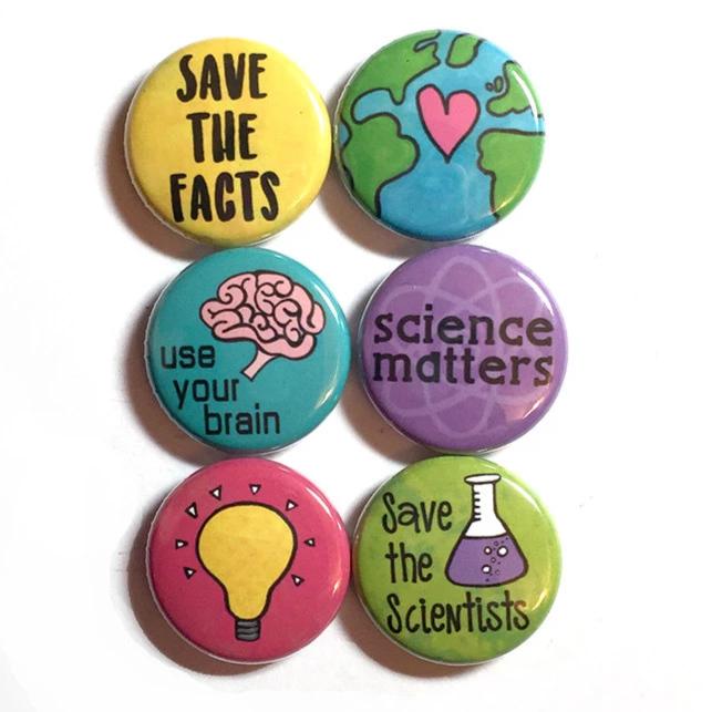 Science Pin Back Buttons or Fridge Magnets