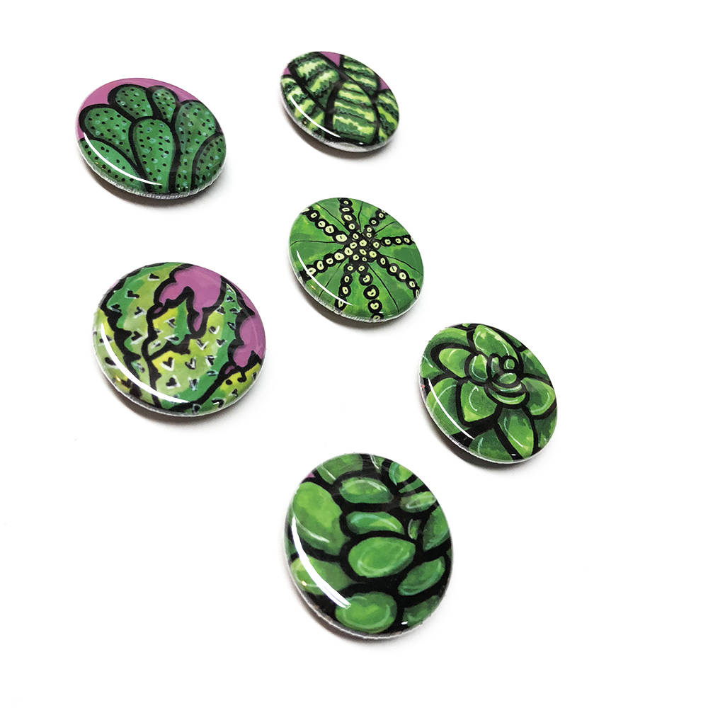 Succulent Magnets or Succulent Pinback Buttons
