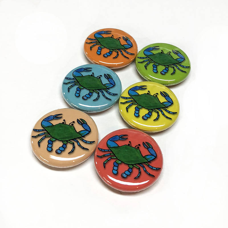 Blue Crab Magnet or Pin Back Button Set