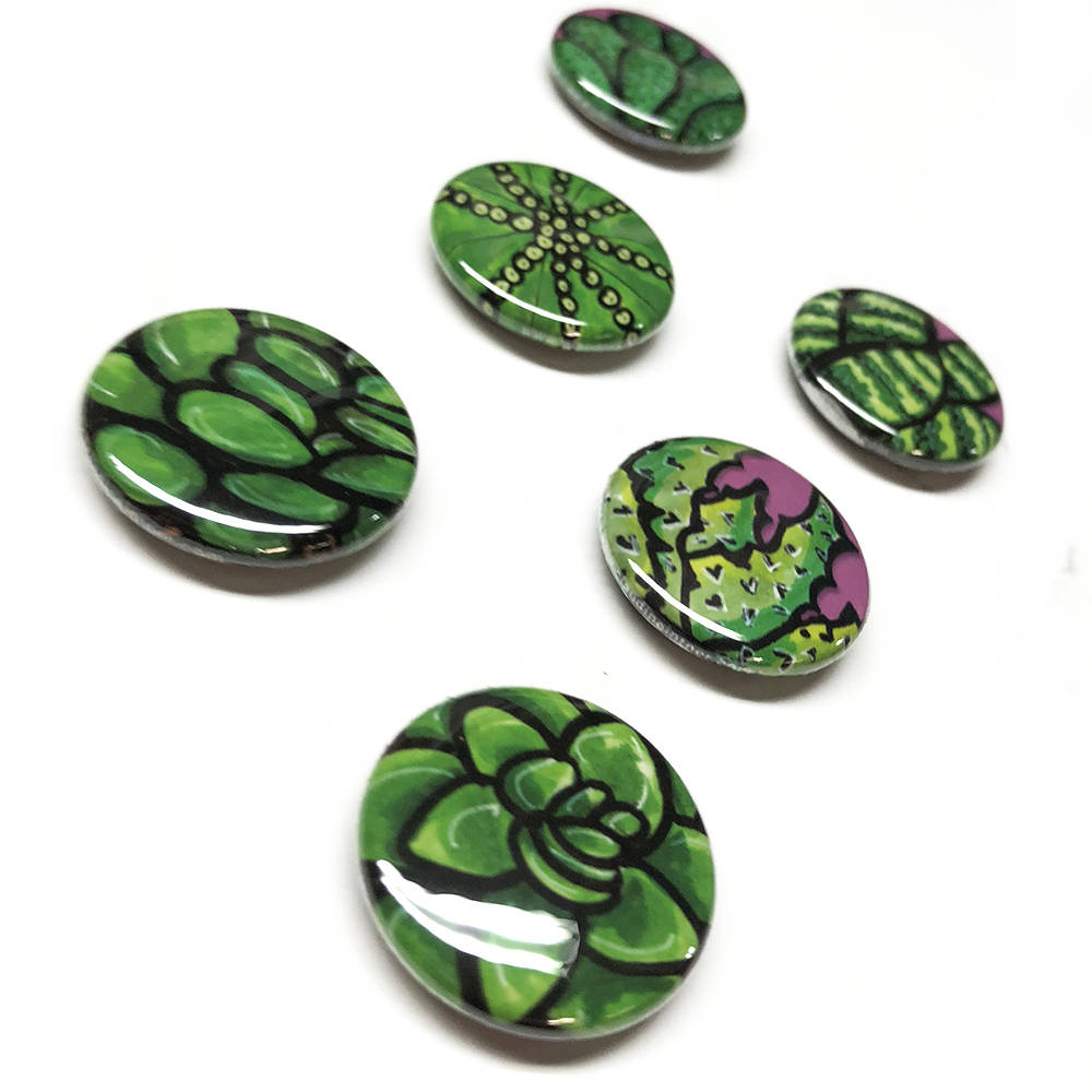 Succulent Magnets or Succulent Pinback Buttons