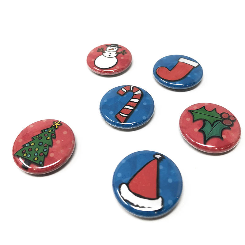 Christmas Magnet or Pin Back Button Set