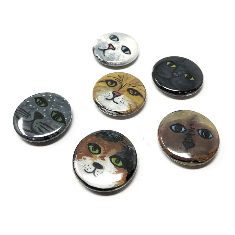 Cat Face Magnets or Cat Face Pins