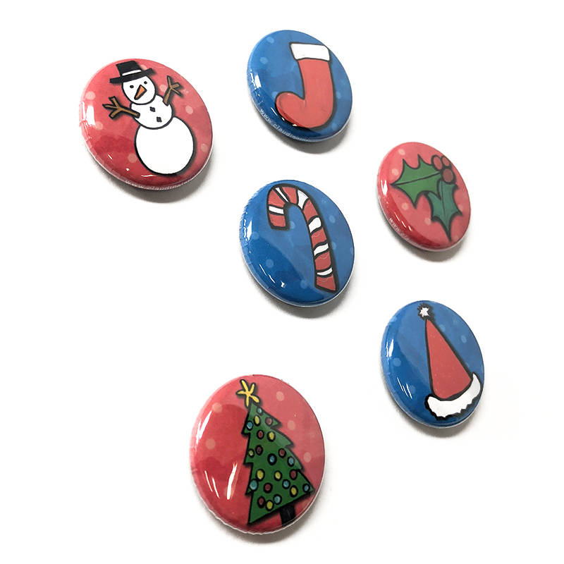Christmas Magnet or Pin Back Button Set