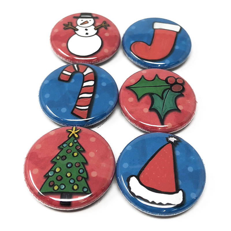 Christmas Magnet or Pin Back Button Set