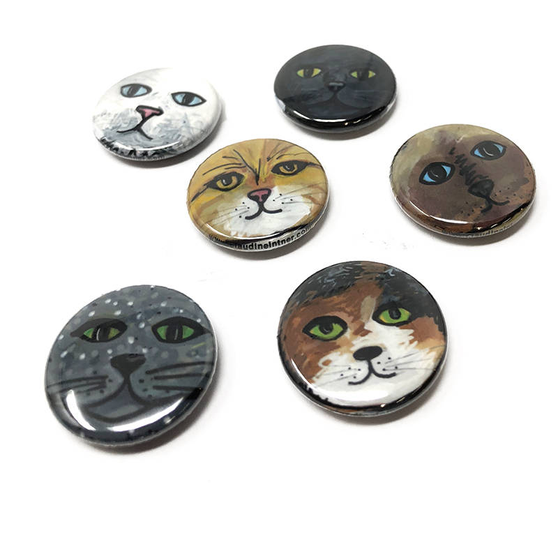 Cat Face Magnets or Cat Face Pins