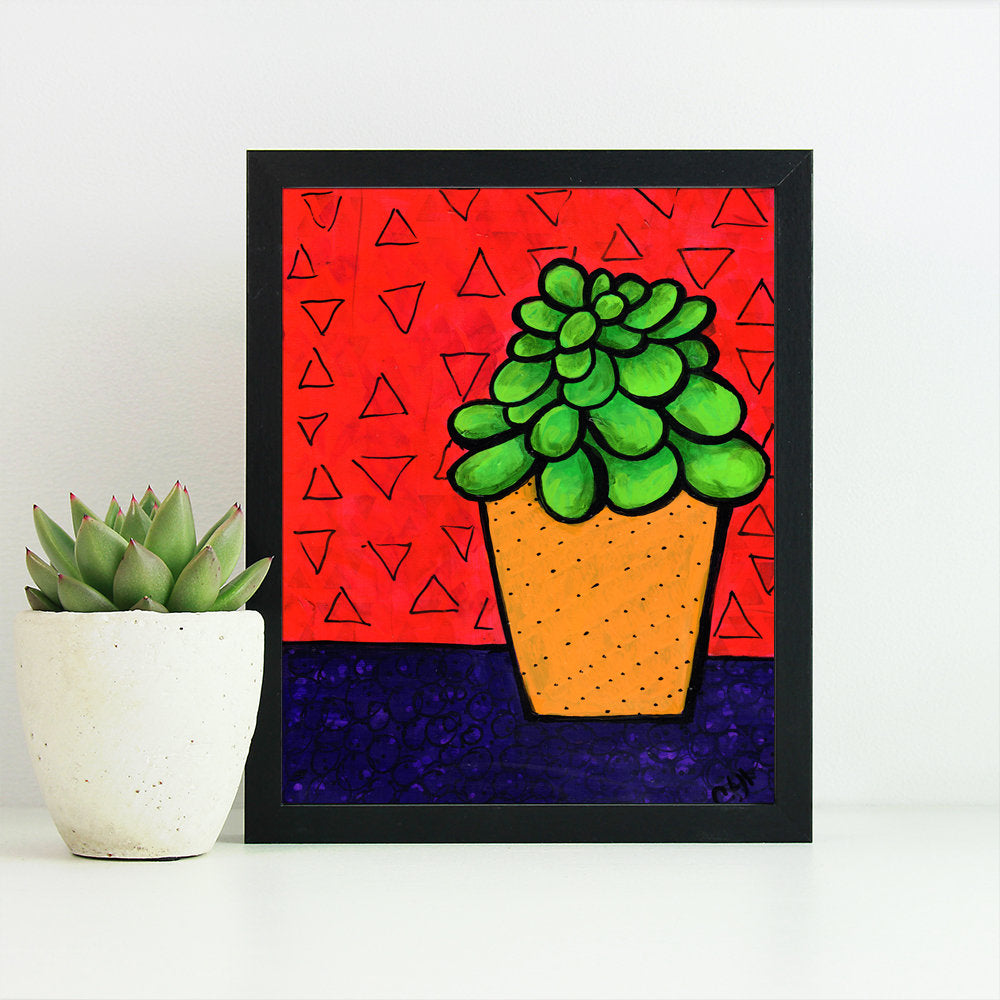 Jade Plant Print - Botanical Art Print in Bright Colors 