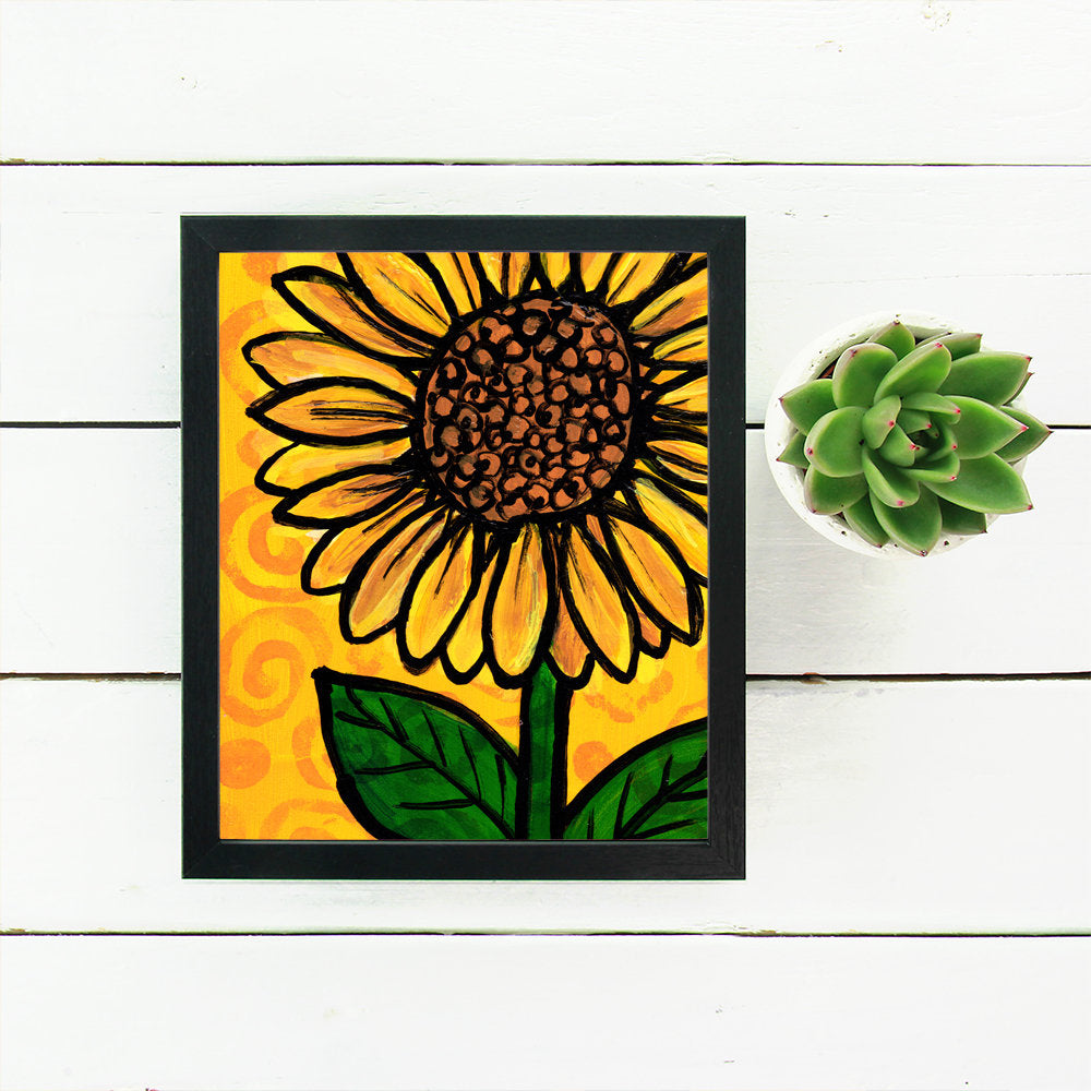 Whimsical Sunflower Print - Yellow Floral Art Print