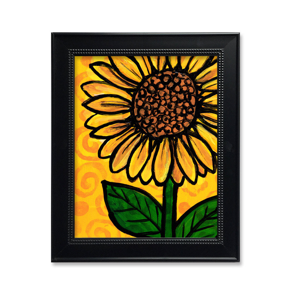 Whimsical Sunflower Print - Yellow Floral Art Print 