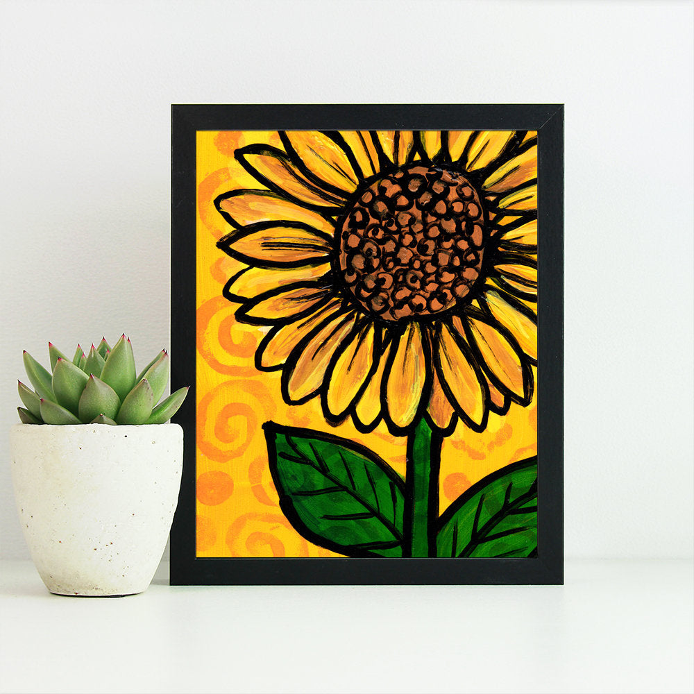 Whimsical Sunflower Print - Yellow Floral Art Print