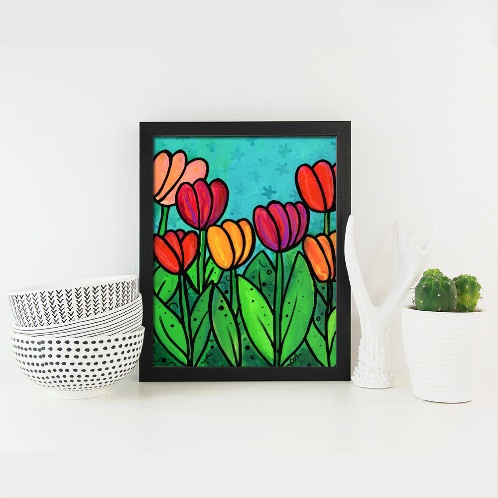Floral Art Print - Spring Tulips Print for Kitchen, Bedroom, or Living Room 