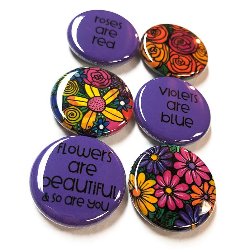 Roses are Red - Violets Are Blue Magnets or Pins