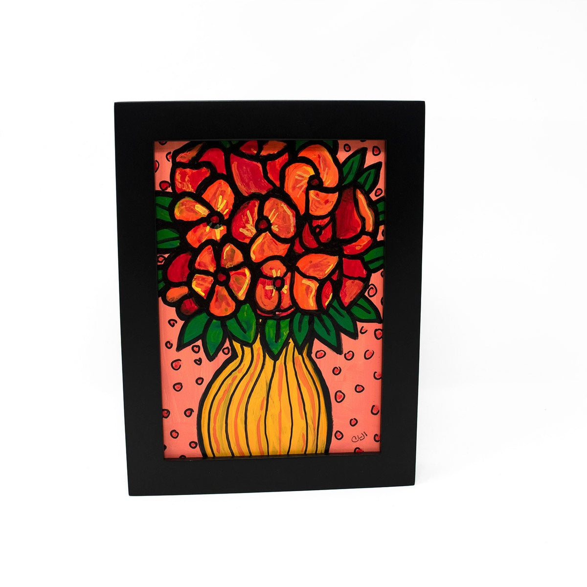Small Flower Painting for Bedroom, Bathroom or Living Room - Cheerful Bouquet Still Life - Orange and Yellow