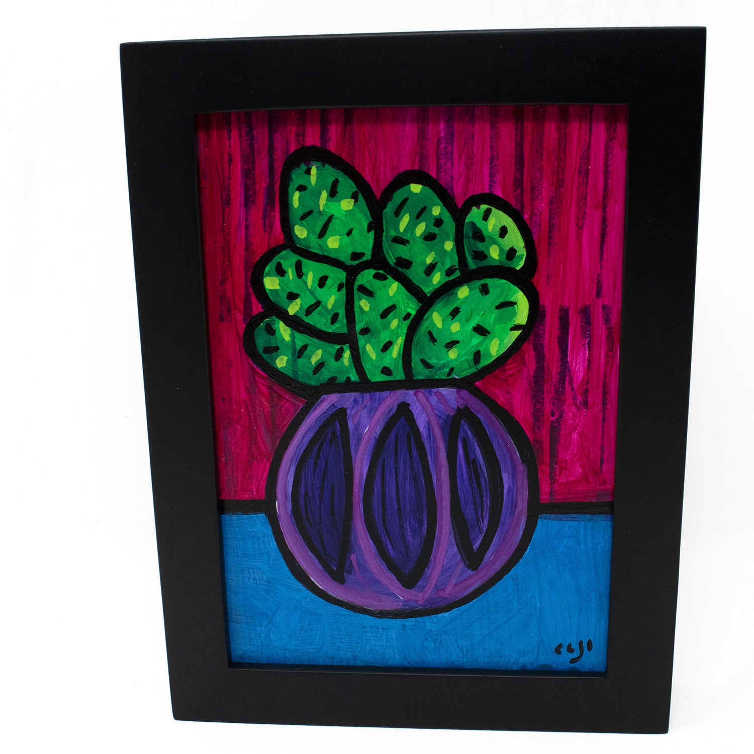 Happy Cactus Painting - Succulent Art 