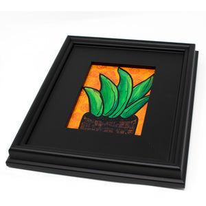 Aloe Plant Art - Original Succulent Painting in Frame 