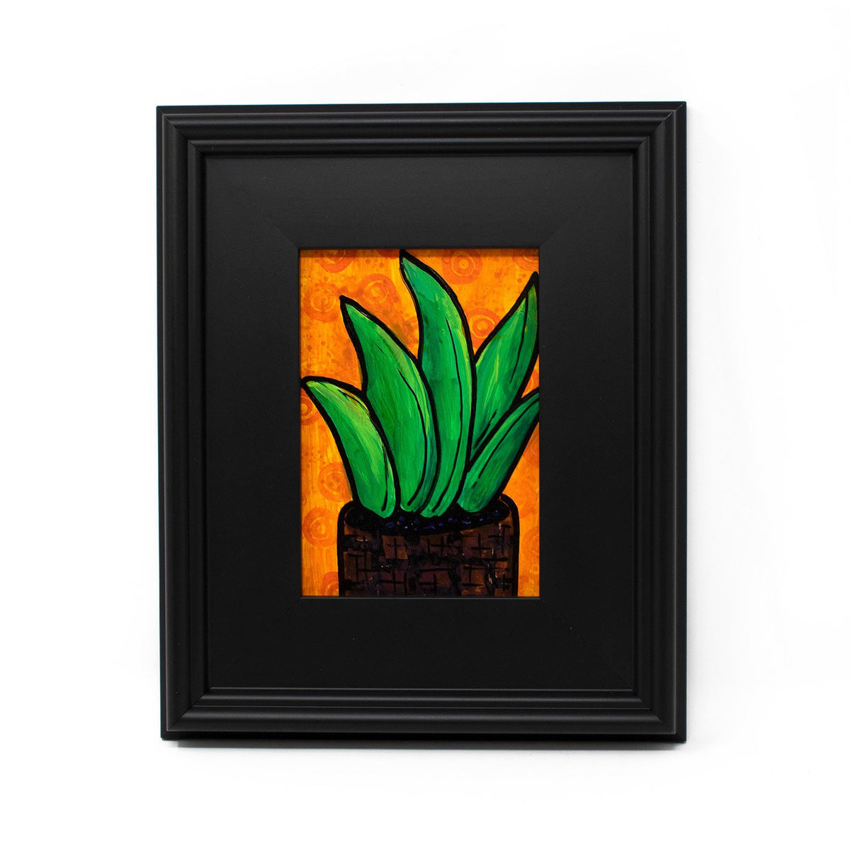 Aloe Plant Art - Original Succulent Painting in Frame