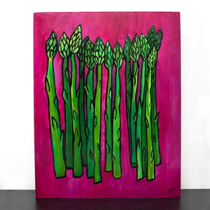 Asparagus Painting - Green Vegetable Art 