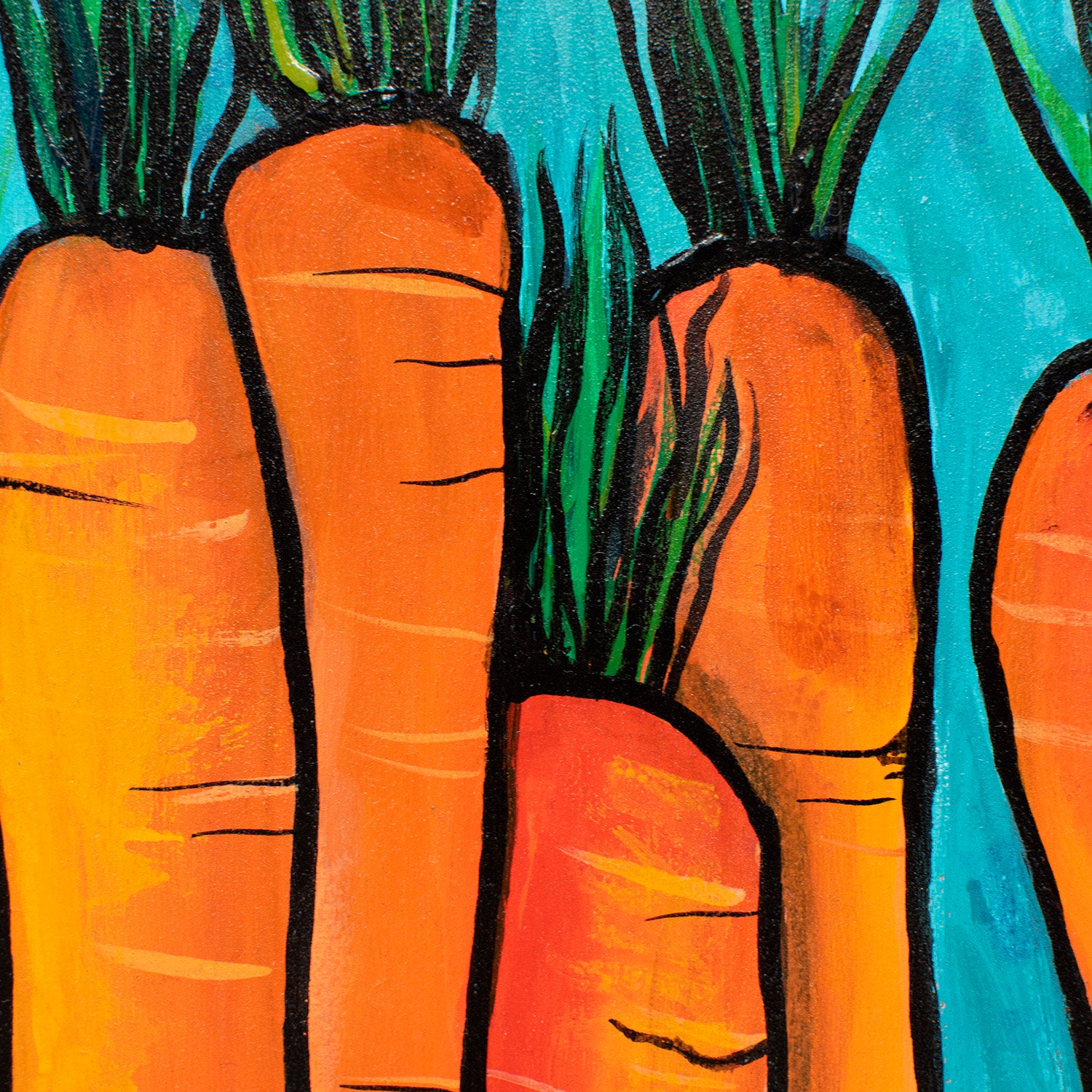 Original Carrot Painting - Vegetable Art for Living, Dining Room, Kitchen 
