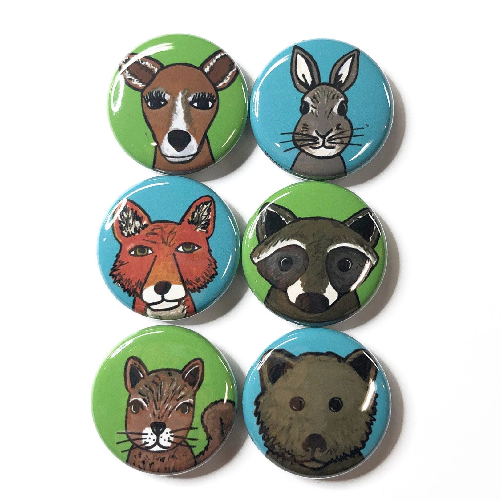 Woodland Animal Magnets or Pinback Buttons