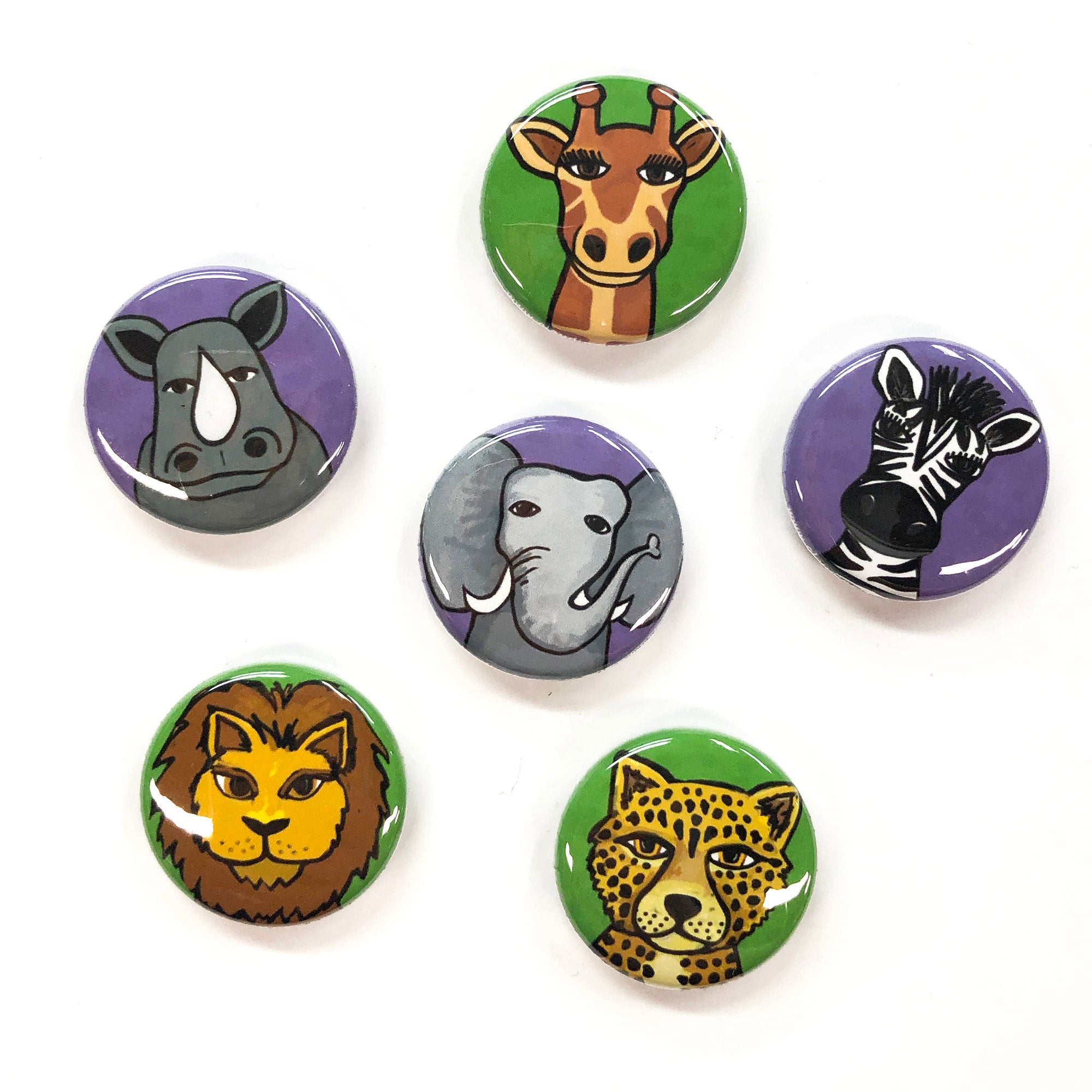 African Animal Magnet or Pin Set