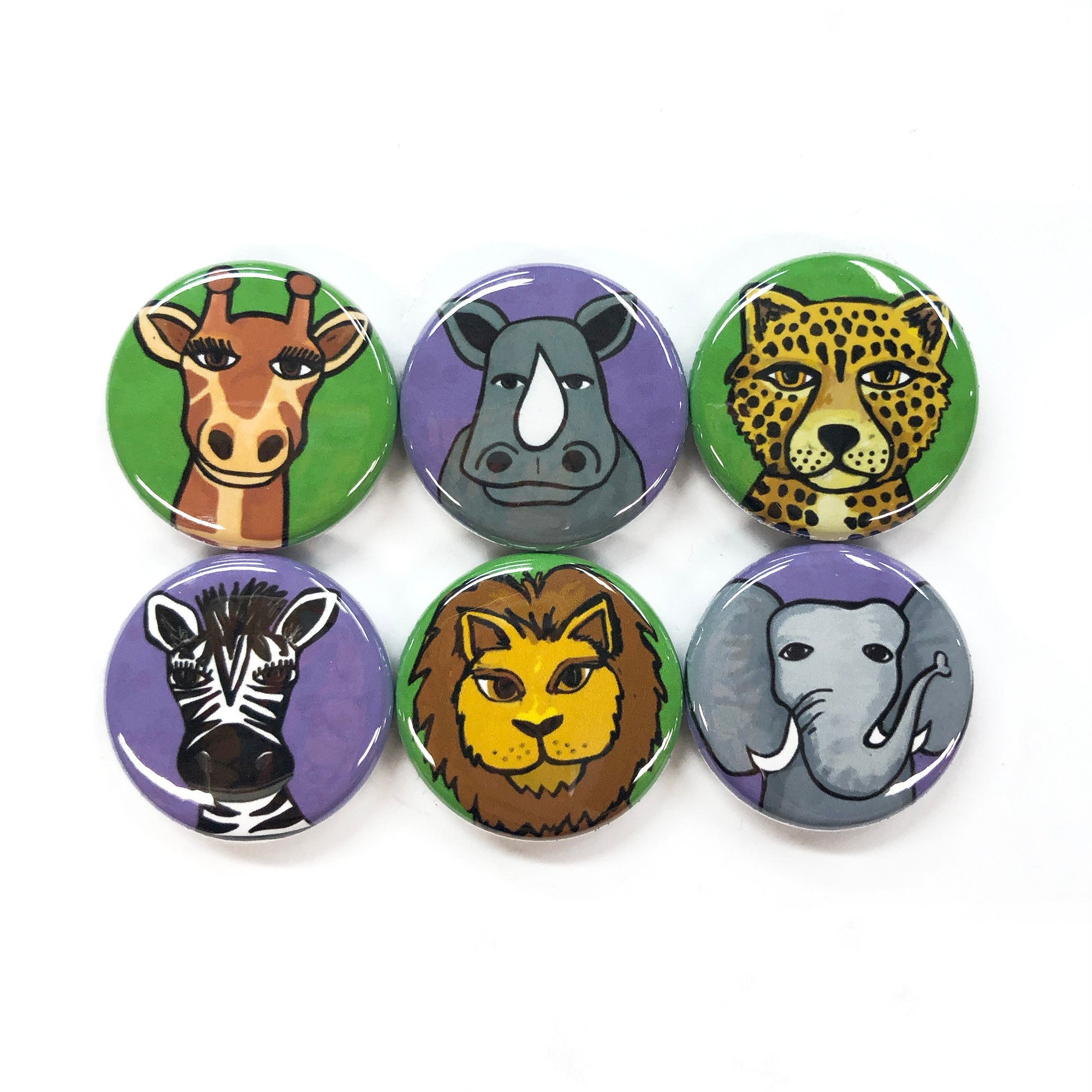 African Animal Magnet or Pin Set