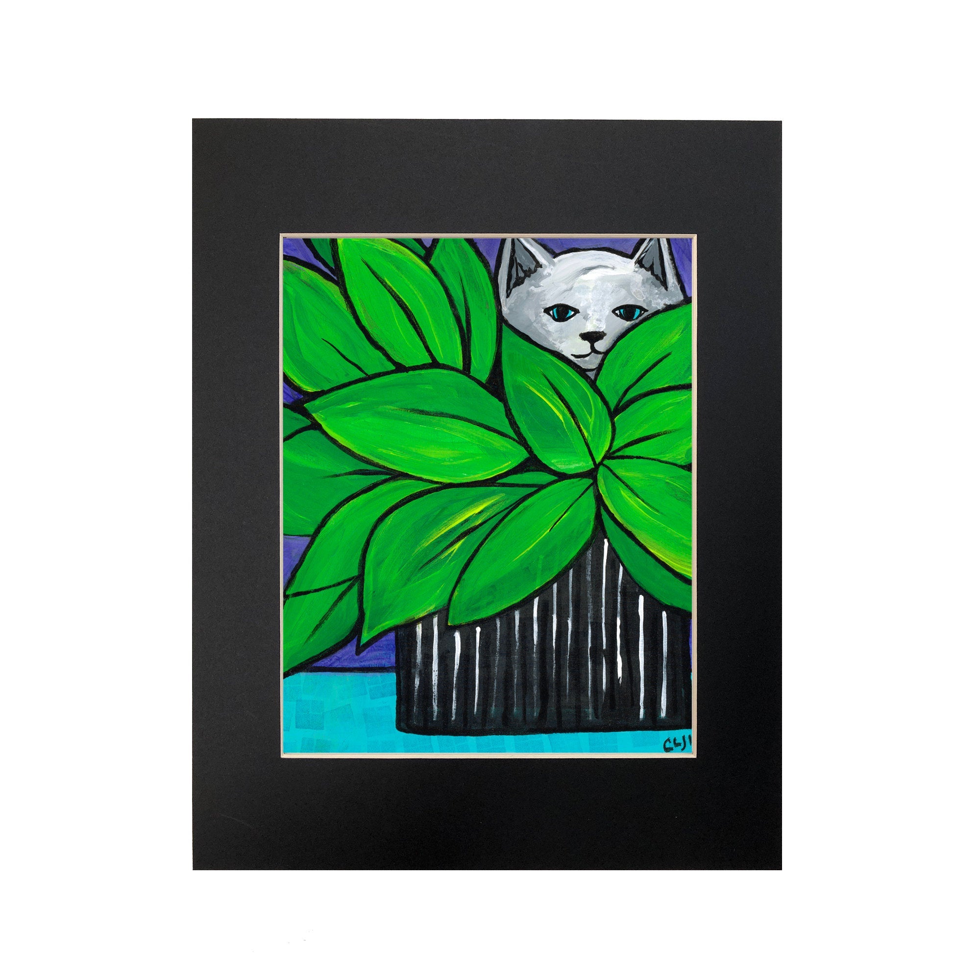 Cute Hiding Cat Art Print