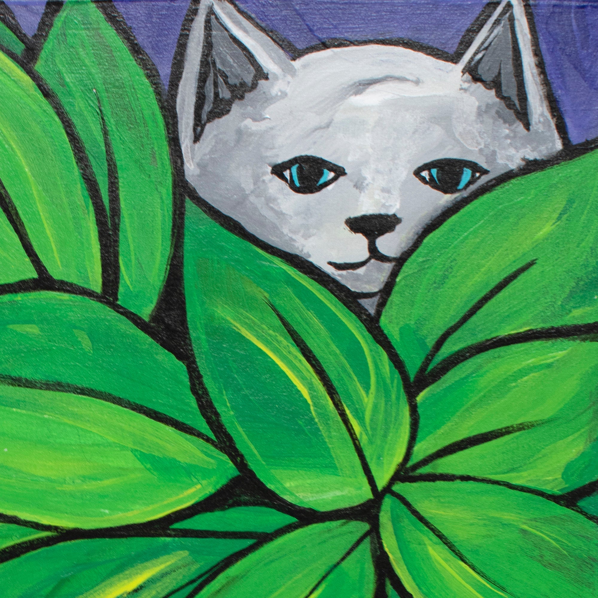 Cat Playing Hide and Seek Painting