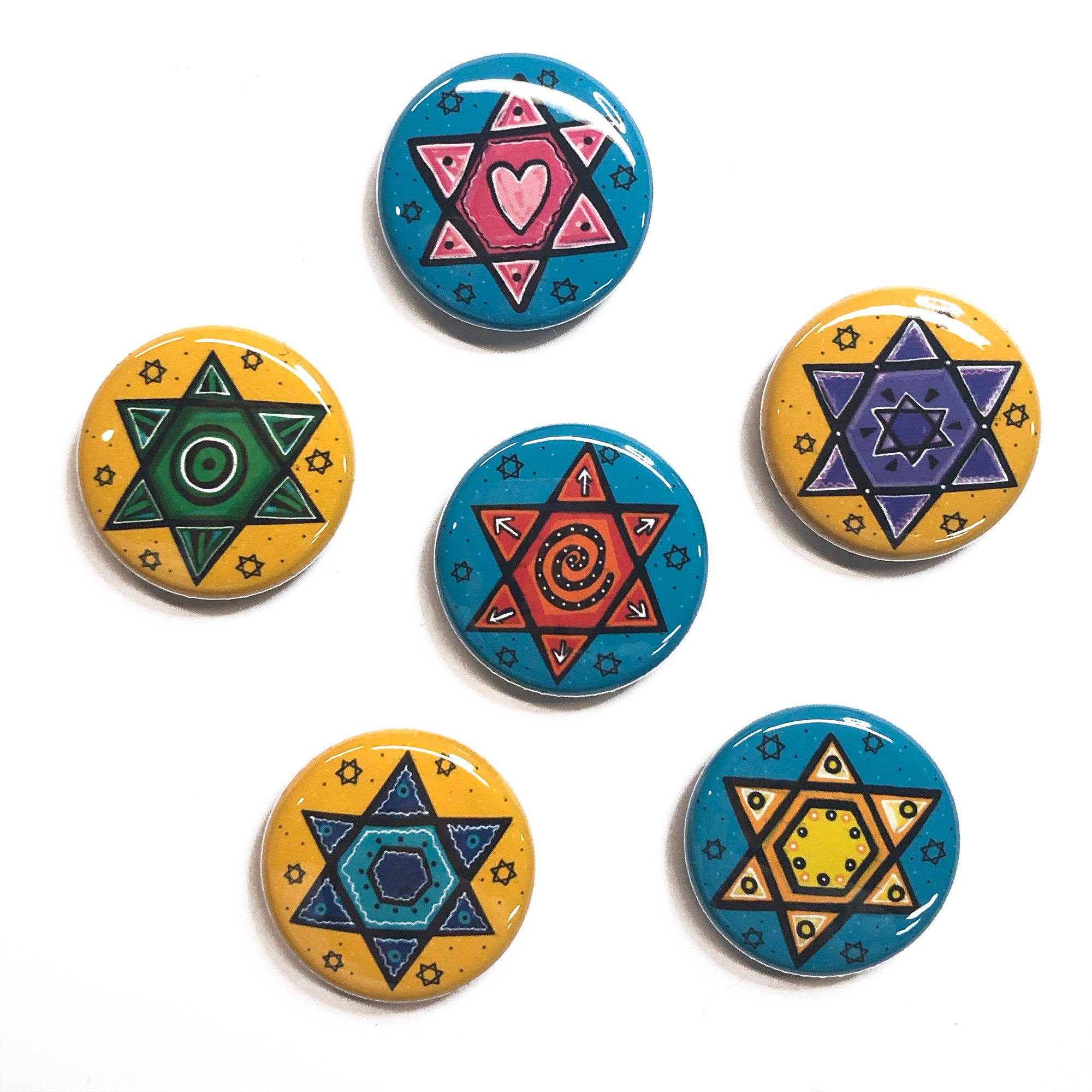 Star of David Magnet Set or Pin Back Button Set