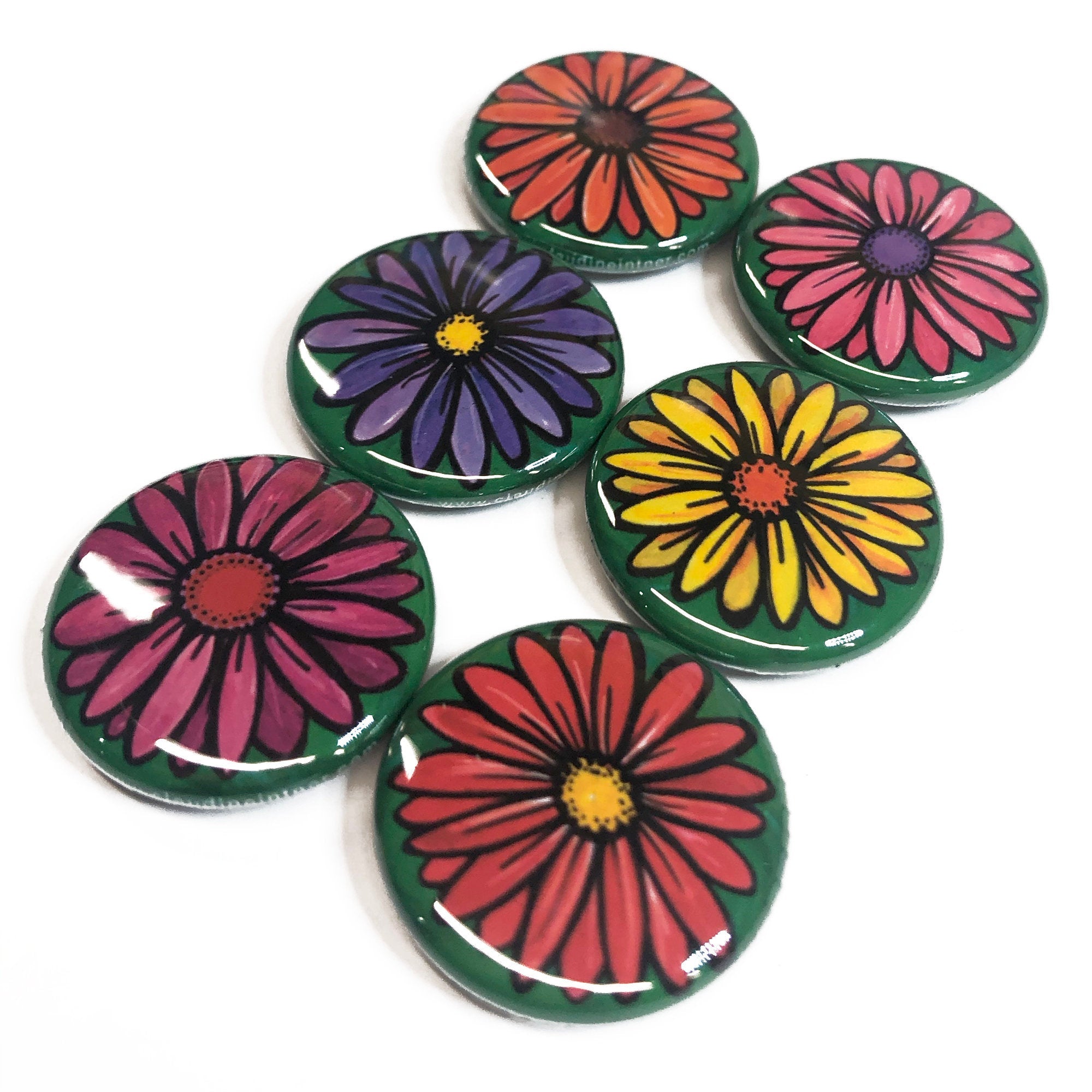 Gerbera Daisy Magnet or Pin Back Button Set