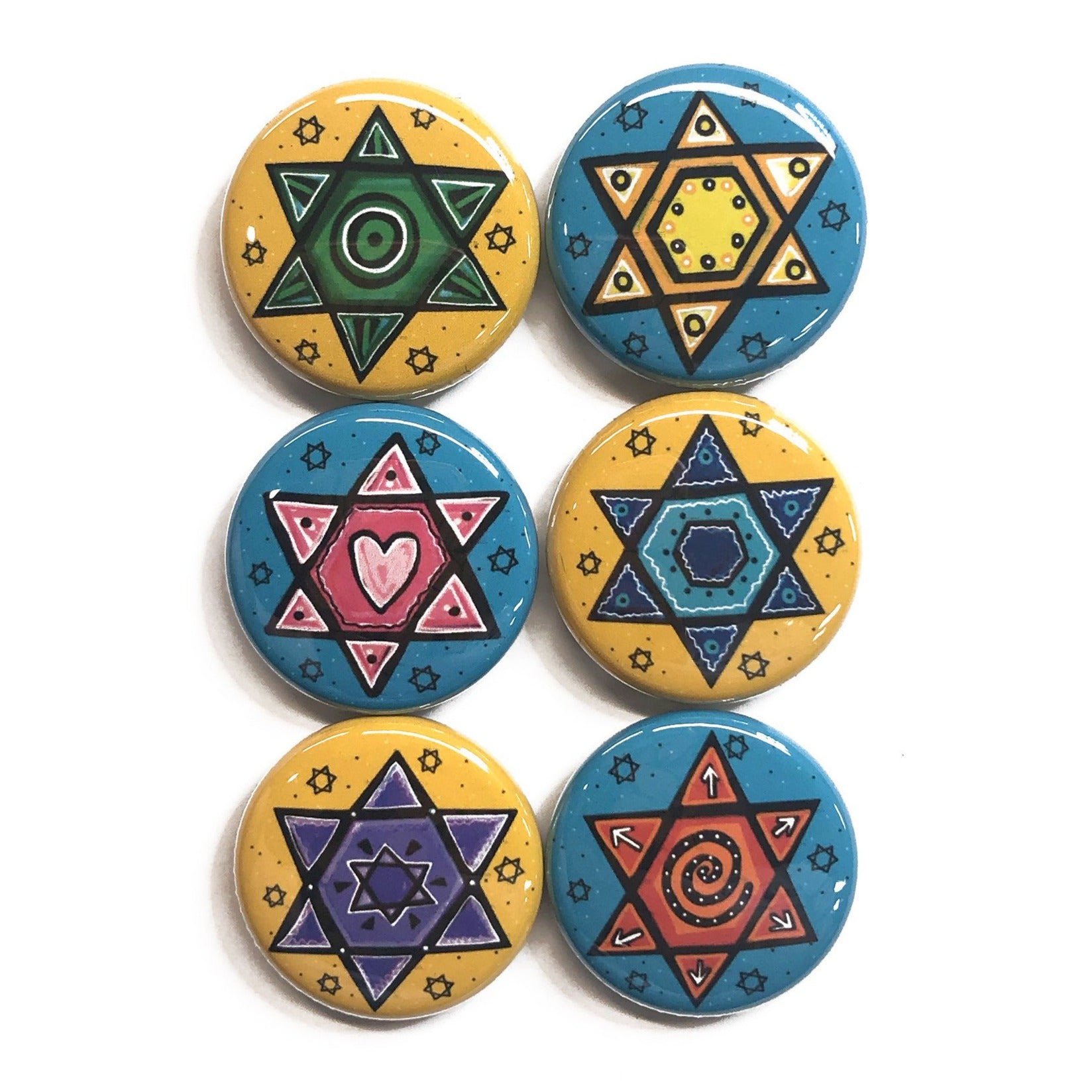Star of David Magnet Set or Pin Back Button Set
