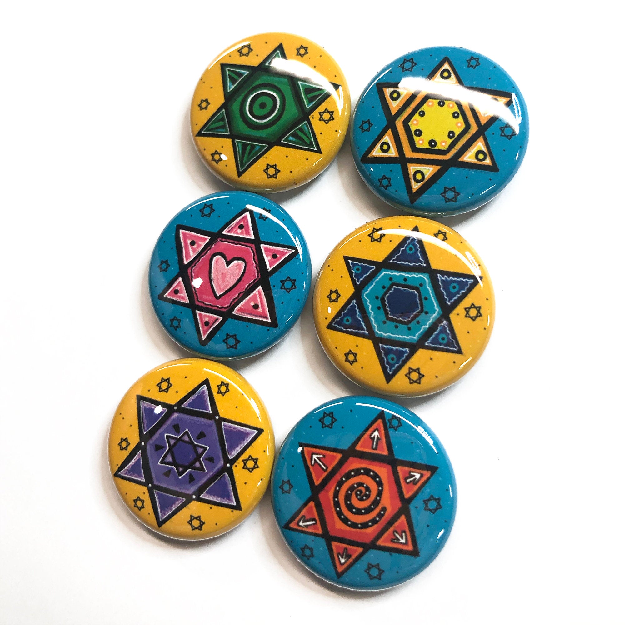 Star of David Magnet Set or Pin Back Button Set