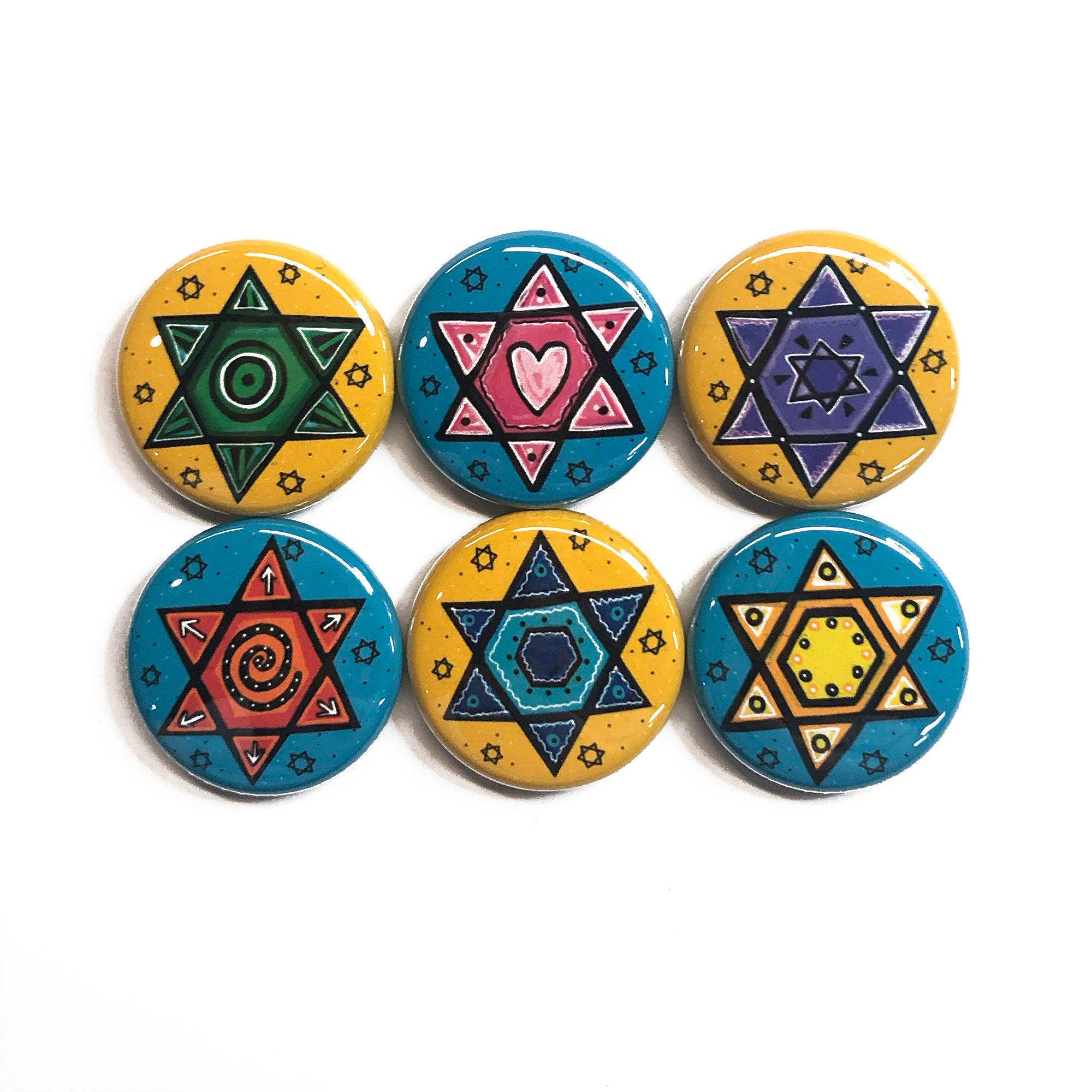 Star of David Magnet Set or Pin Back Button Set