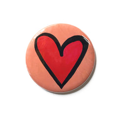 Red Heart Magnet, Pocket Mirror, or Pin Back Button - 1 inch, 1.25 inch, 2.25 inch - Love, Valentine&#39;s Day Gift