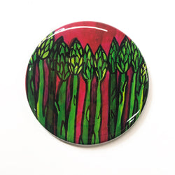 Asparagus Magnet, Vegetable Pin Back Button, or Pocket Mirror - Green Vegetable Fridge Magnet, Veggie Pin, or Purse Mirror