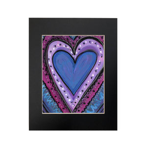 Blue Heart Print - Blue and Purple Love Art Print - Heart Room Decor - Valentine&#39;s Day, Anniversary, Girlfriend Gift