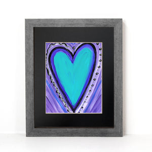 Whimsical Heart Art Print - Blue and Purple Heart Artwork - 8x10 inches - Valentine&#39;s Day, Anniversary Gift - Girl&#39;s Room Decor